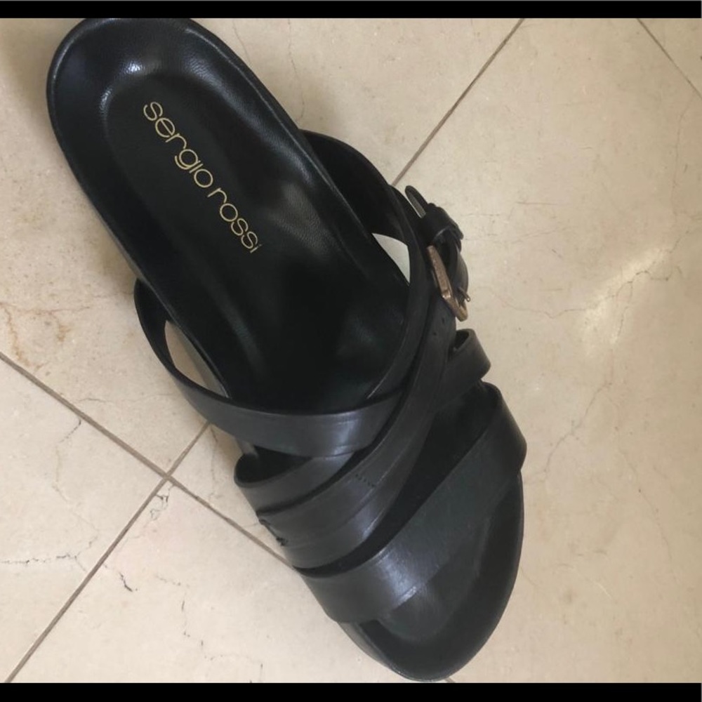 Men’s Sergio Rossi black leather gladiator sandal